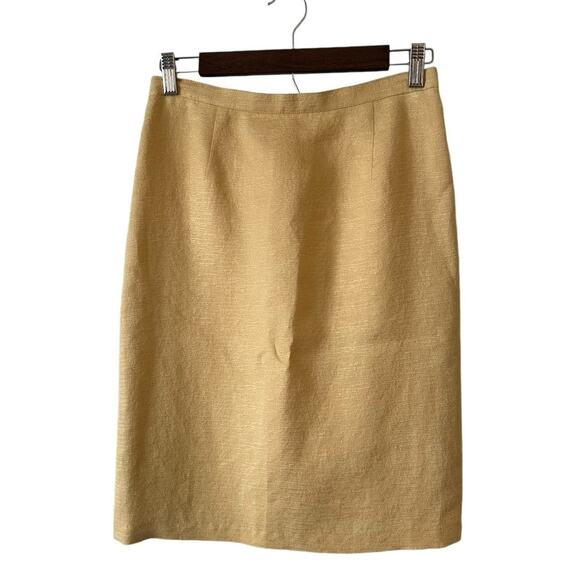 Vintage Albert Nipon Pencil Skirt 26" Waist Yellow Gold Textured Career Work - Picture 1 of 9